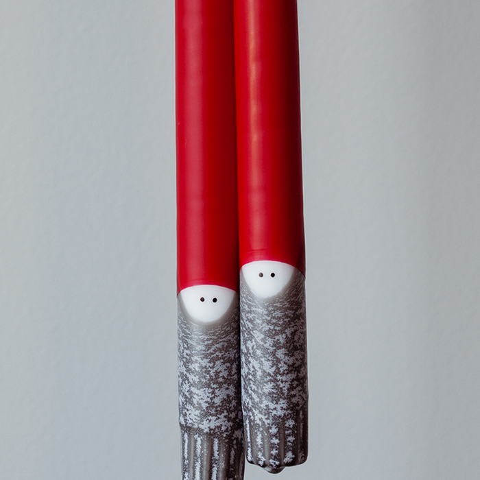 Santa Hand Dipped Tapered Candles 23cm - Set of Two