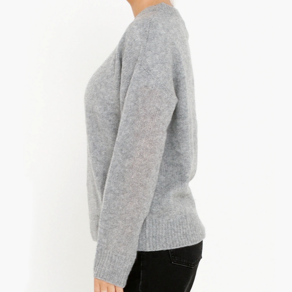 LISA YANG Lova Cloudy Grey Cashmere/Silk Crewneck Sweater