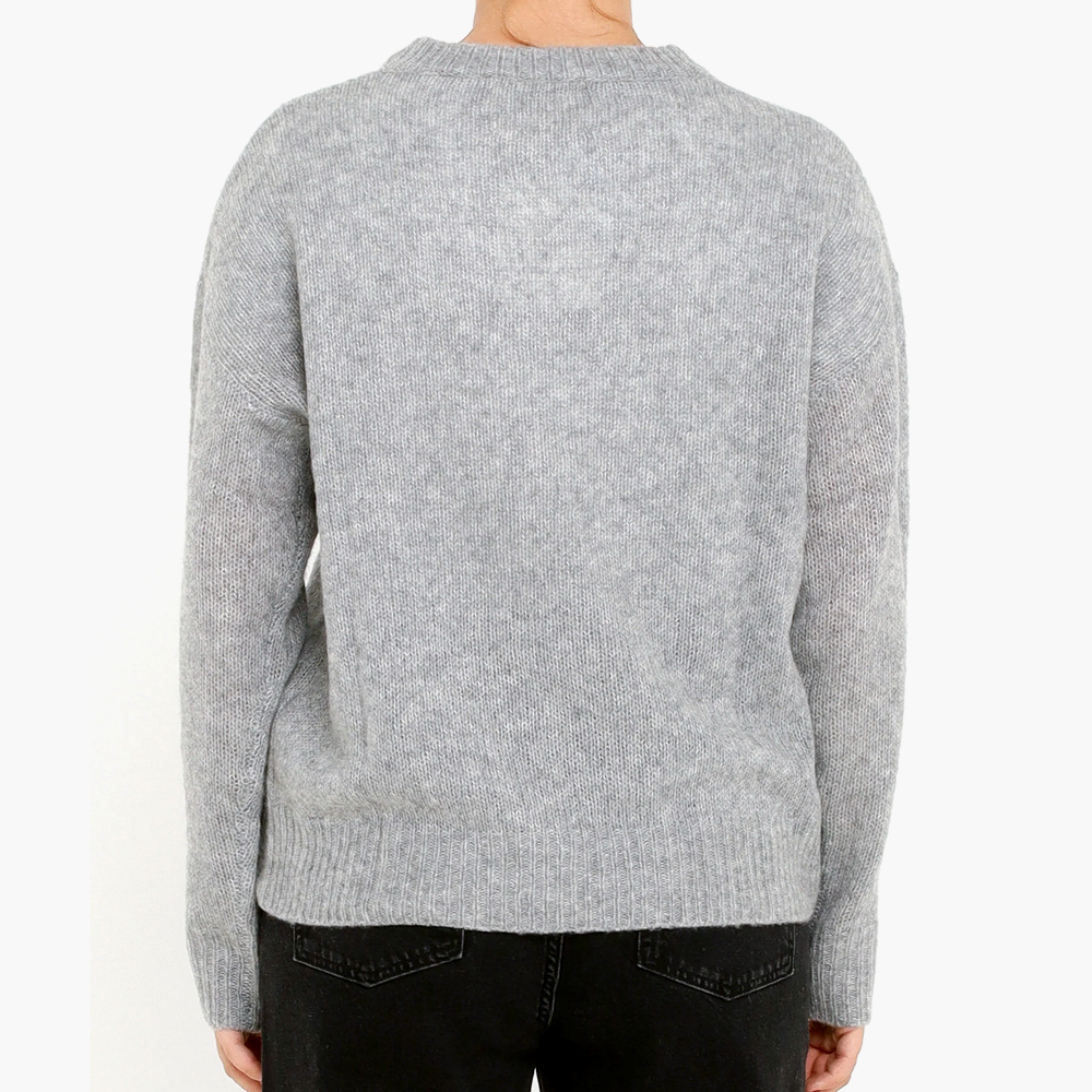 LISA YANG Lova Cloudy Grey Cashmere/Silk Crewneck Sweater