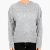 LISA YANG Lova Cloudy Grey Cashmere/Silk Crewneck Sweater