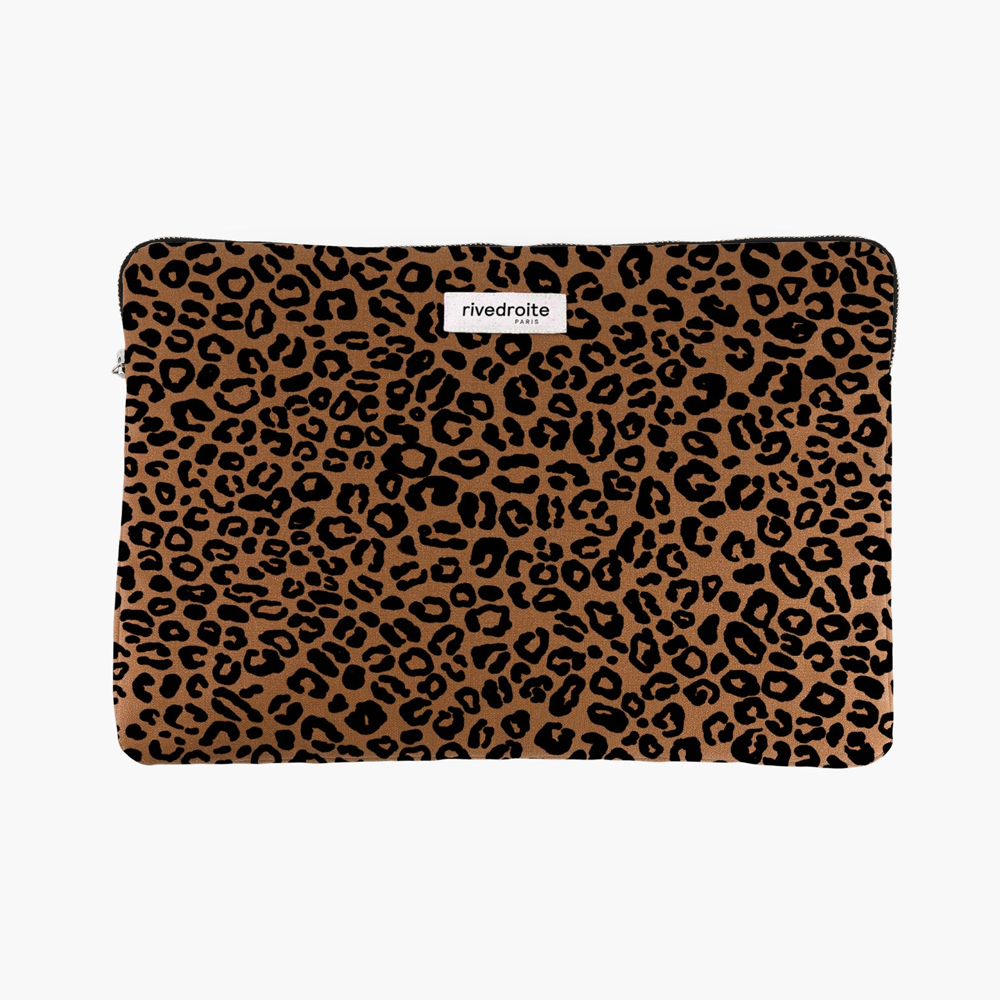 Rive Droite - Leopard Recycled Cotton Canvas Laptop Case - 15/16"