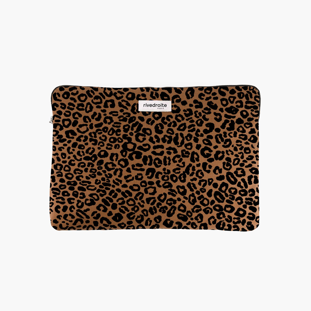 Rive Droite - Leopard Recycled Cotton Canvas Laptop Case - 13/14"