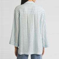 RAILS Banks Striped Linen Blend Popover Shirt - Cambria stripe