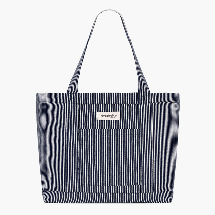 Rive Droite Amelot Navy Striped Canvas Tote Bag - Recycled Cotton