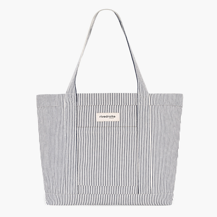 Rive Droite Amelot White Striped Canvas Tote Bag - Recycled Cotton