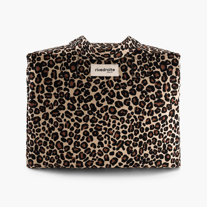 Rive Droite Célestin Light Leopard Print Recycled Cotton Canvas 24-hr Bag