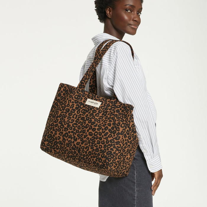 Rive Droite Célestin Leopard Print Recycled Cotton Canvas 24-hr Bag