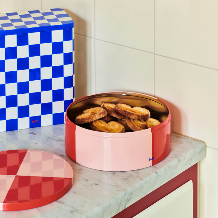 HAY Pink & Red Round Tin Container - Cookie Jar