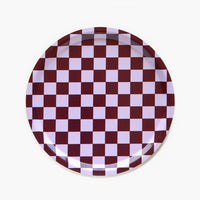 BLU KAT Grape/ Lilac CHECKER Round Serving Tray - 31 cm