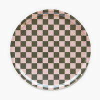 BLU KAT Olive CHECKER Round Serving Tray - 38 cm