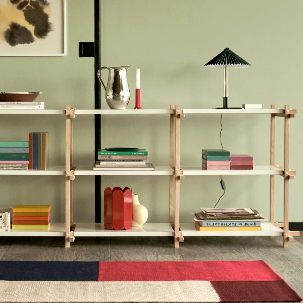 HAY Woody Low Shelf - Oak Frame & White Steel Shelves