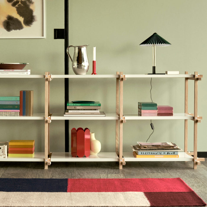 HAY Woody Low Shelf - Oak Frame & White Steel Shelves