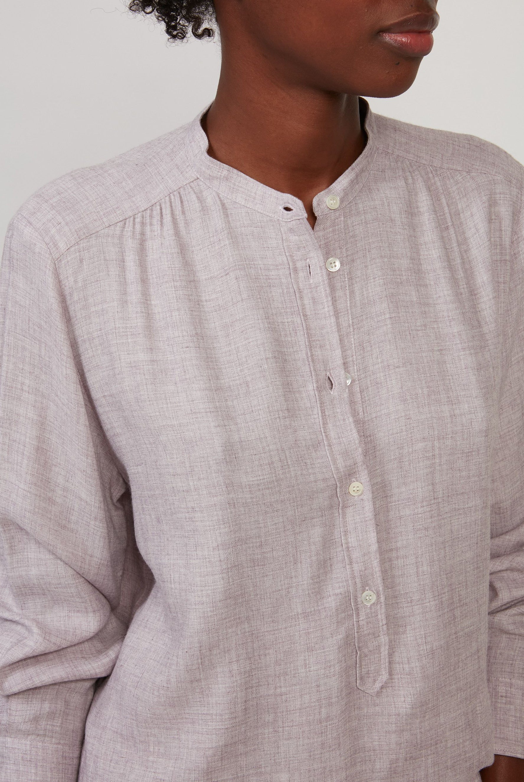 HARTFORD Codex Lilac Wool & Viscose Popover Shirt