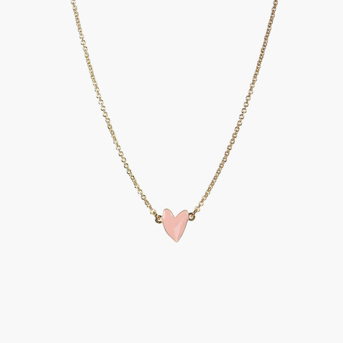 GRANT Powder Pink Enamel Heart Necklace by Titlee
