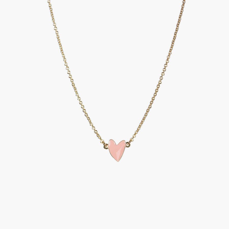 GRANT Powder Pink Enamel Heart Necklace by Titlee