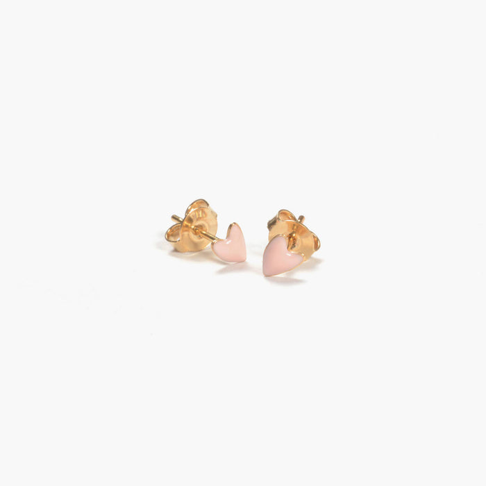 GRANT Powder Pink Enamel Heart Stud Earrings by Titlee