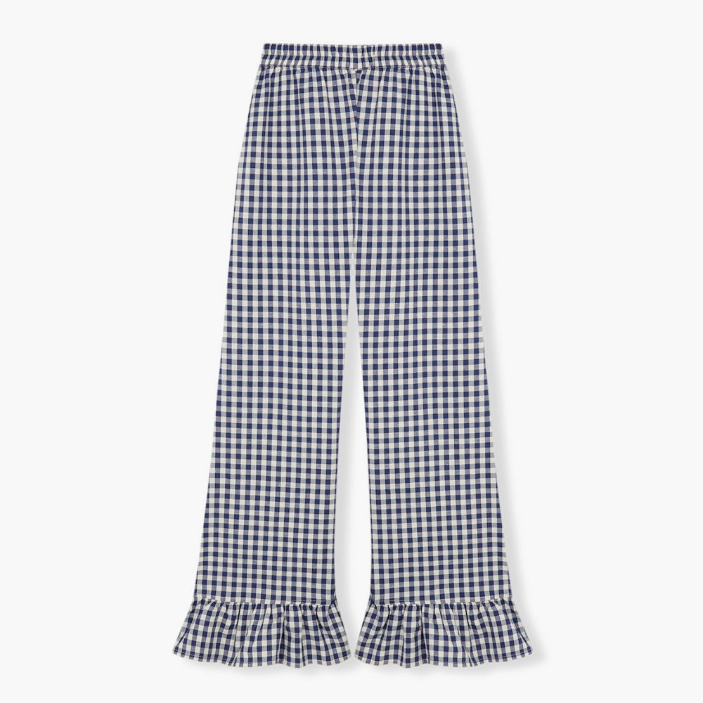 Bohodot Navy/White Gingham Check Cotton Pajama Set