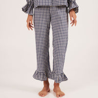 Bohodot Navy/White Gingham Check Cotton Pajama Set