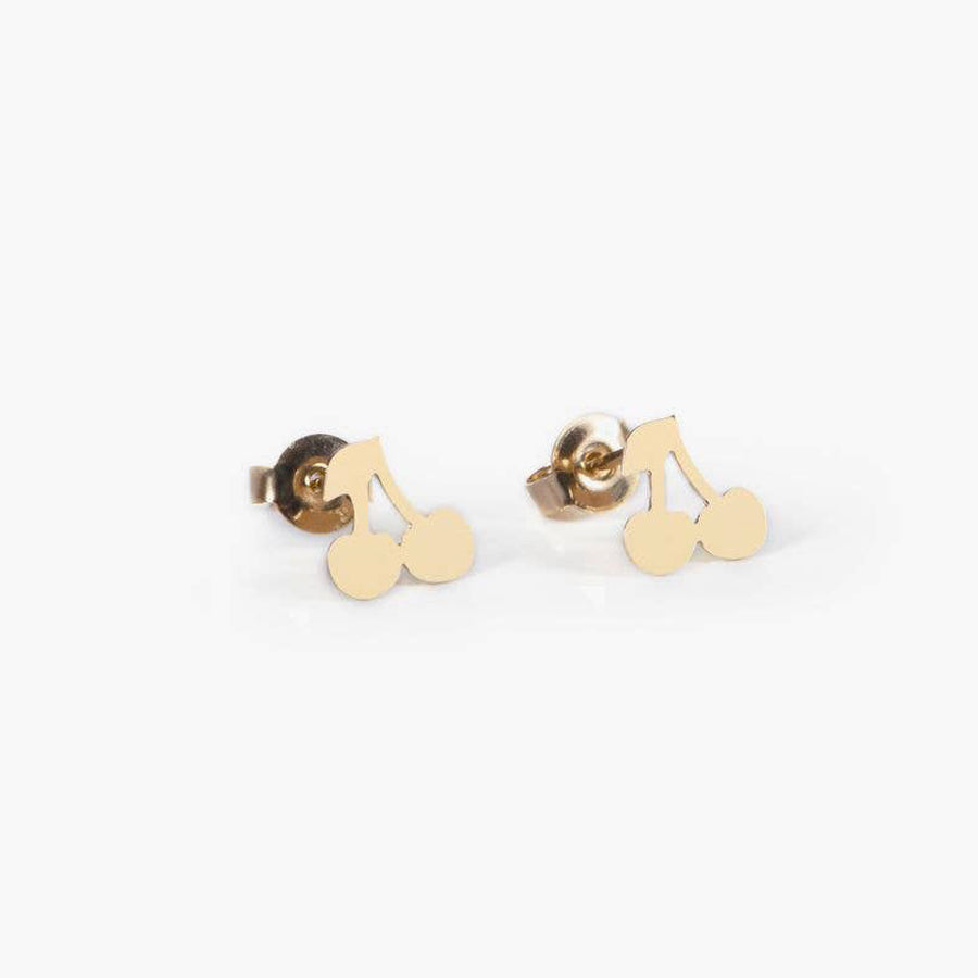 CHERRY Gold Stud Earrings
