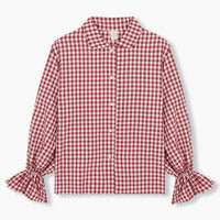 Bohodot Red/White Gingham Check Cotton Pajama Set