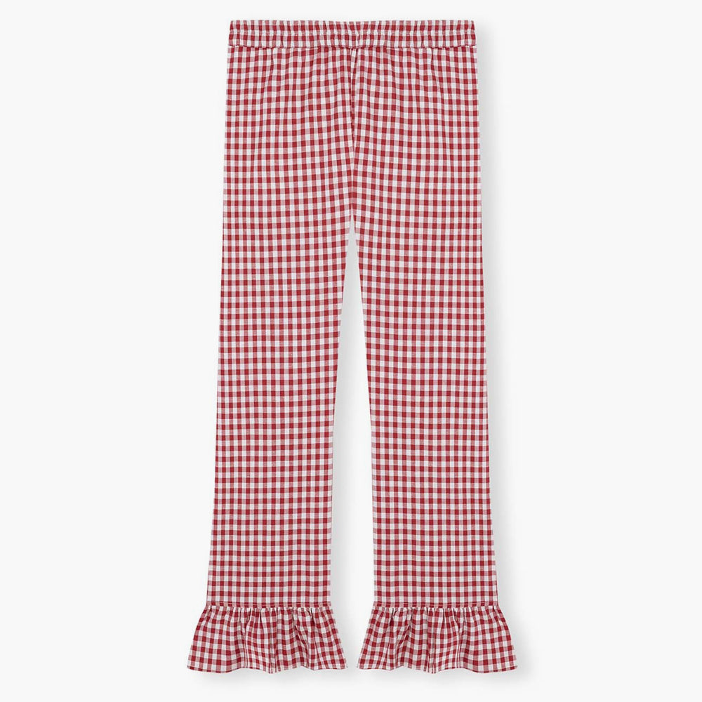 Bohodot Red/White Gingham Check Cotton Pajama Set