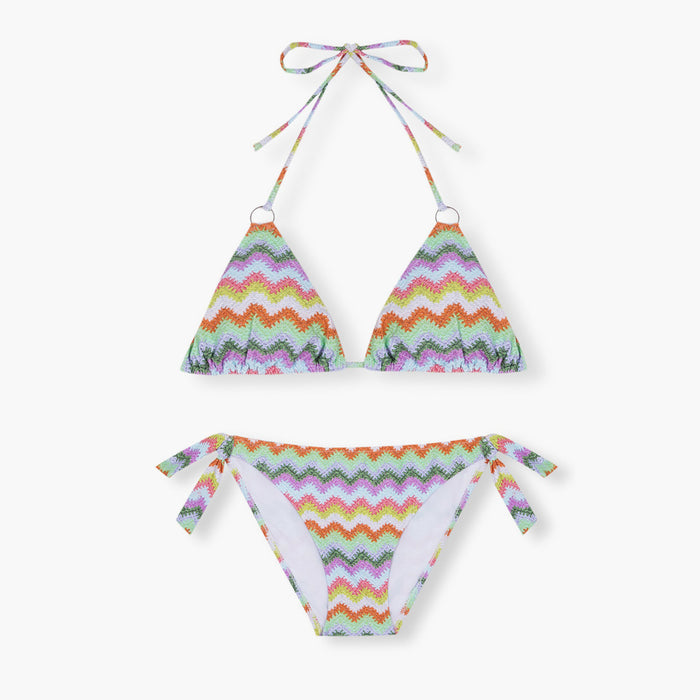 Bohodot Multicolor Zig Zag Crochet Bikini
