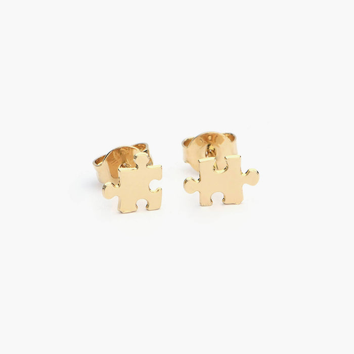 Mismatched PUZZLE Gold Stud Earrings