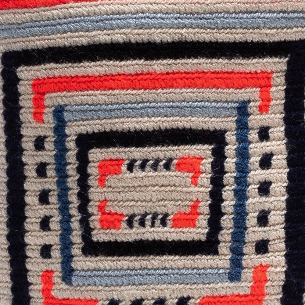 Crochet Crossbody Bucket Bag M - Orange & Navy