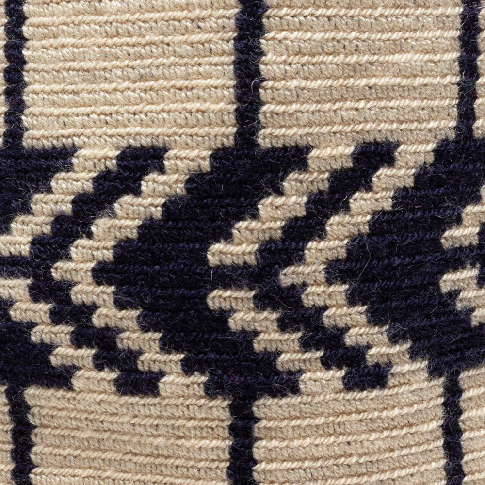 Crochet Tote Bag - Beige & Navy