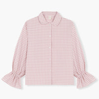 Bohodot Pink/White Gingham Check Seersucker Cotton Pajama Set