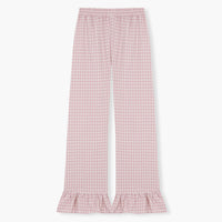 Bohodot Pink/White Gingham Check Seersucker Cotton Pajama Set