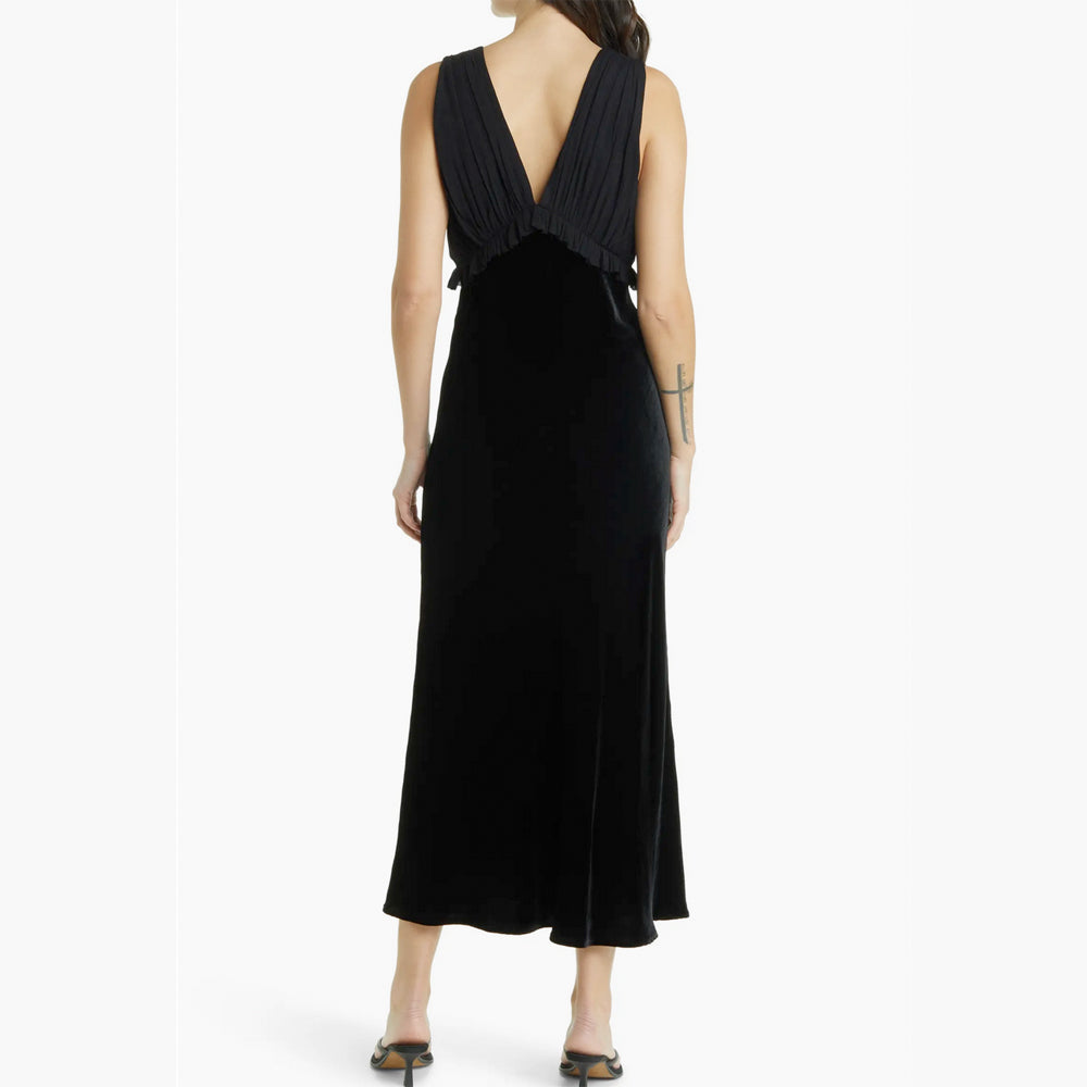 RAILS Gilda Black Velvet V-Neck Cocktail Dress