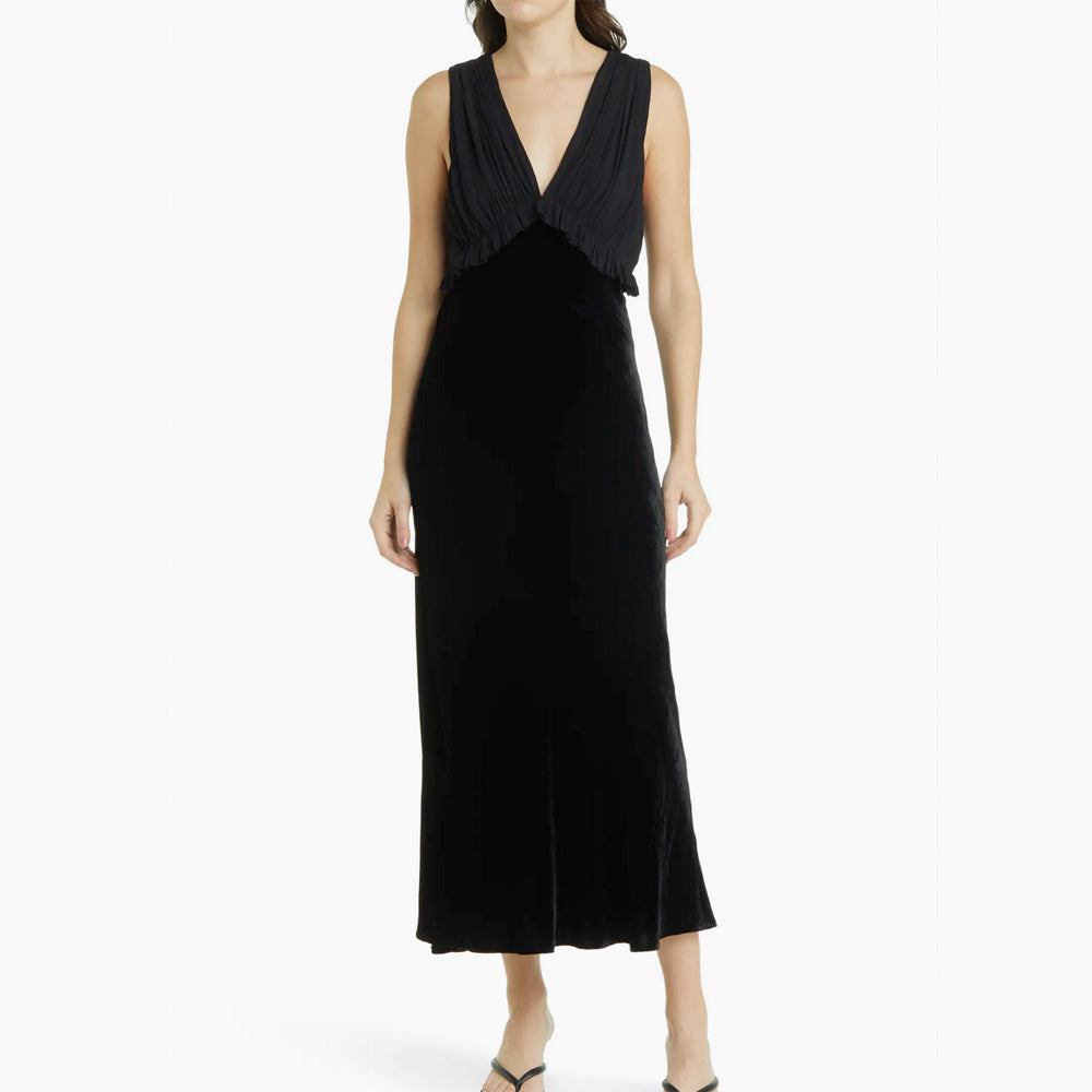 RAILS Gilda Black Velvet V-Neck Cocktail Dress