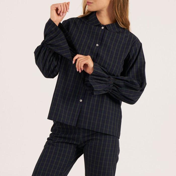 Bohodot Madras Navy Check Cotton Pajama Set