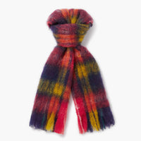 Mantas Ezcaray Tartan Navy / Red Mohair and Wool-Blend Scarf