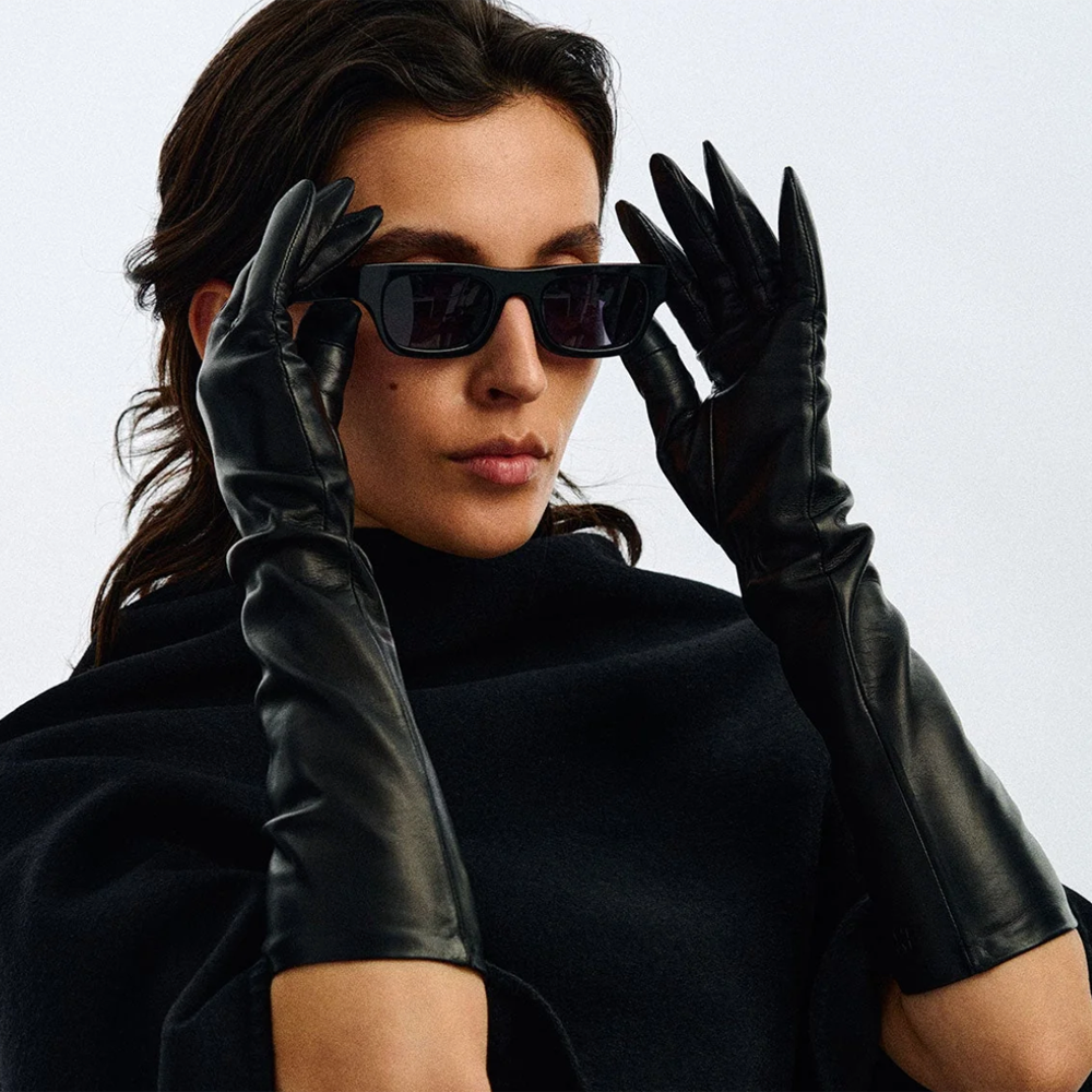 Handsome Stockholm - Essentials Long Black Womens Leather Gloves