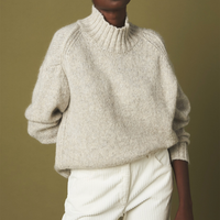 HARTFORD Light Grey Alpaca Wool Turtleneck Sweater