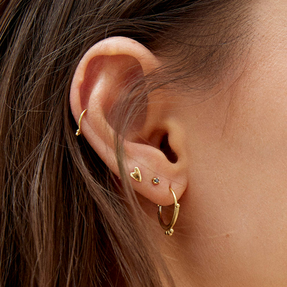 Everyday Onyx Gem Stud Earring- Gold