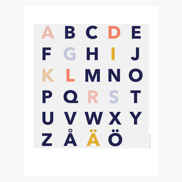 Print with the alphabet and a secret I LOVE YOU  message in Swedish  - BLU KAT