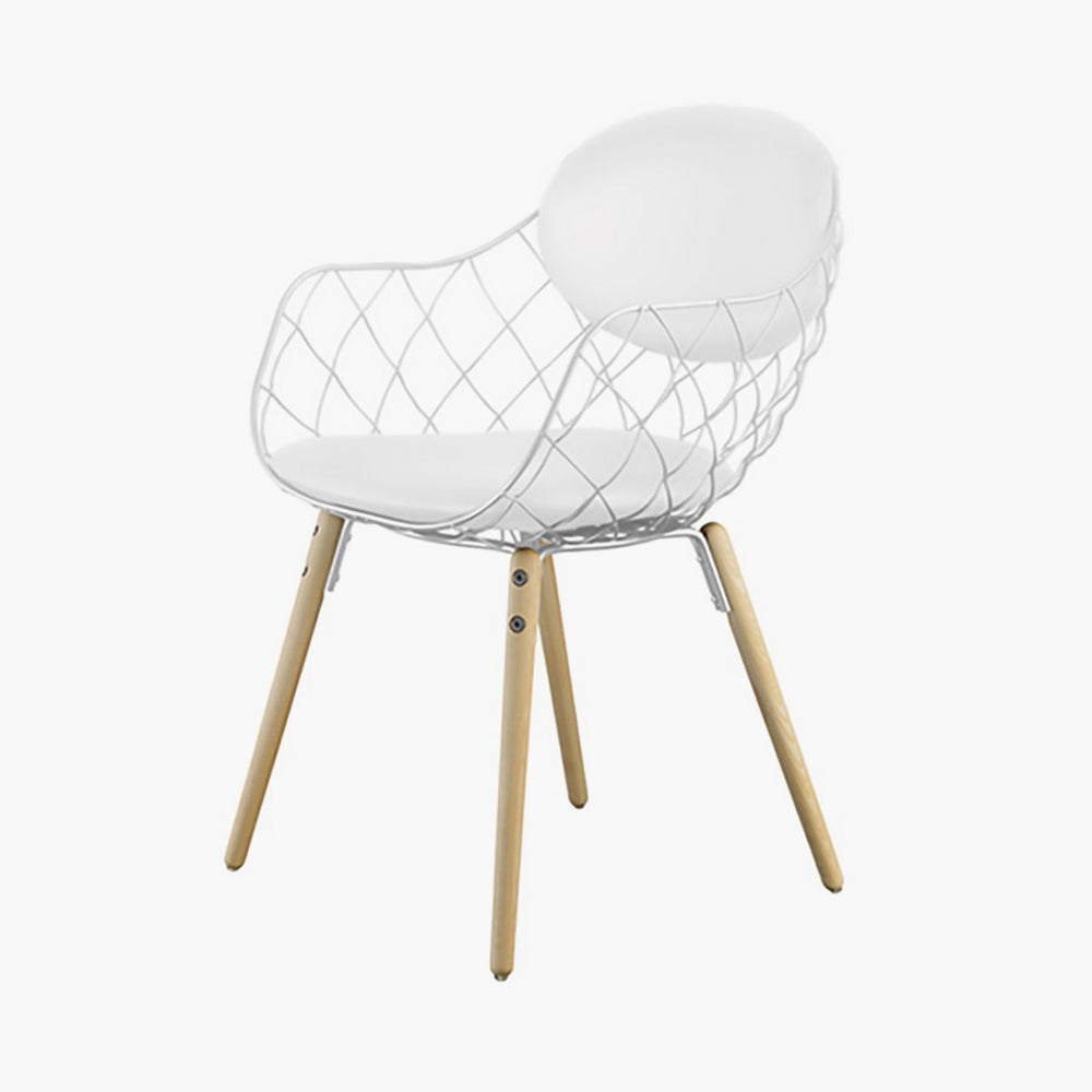 Magis White Piña Chair - natural wood legs