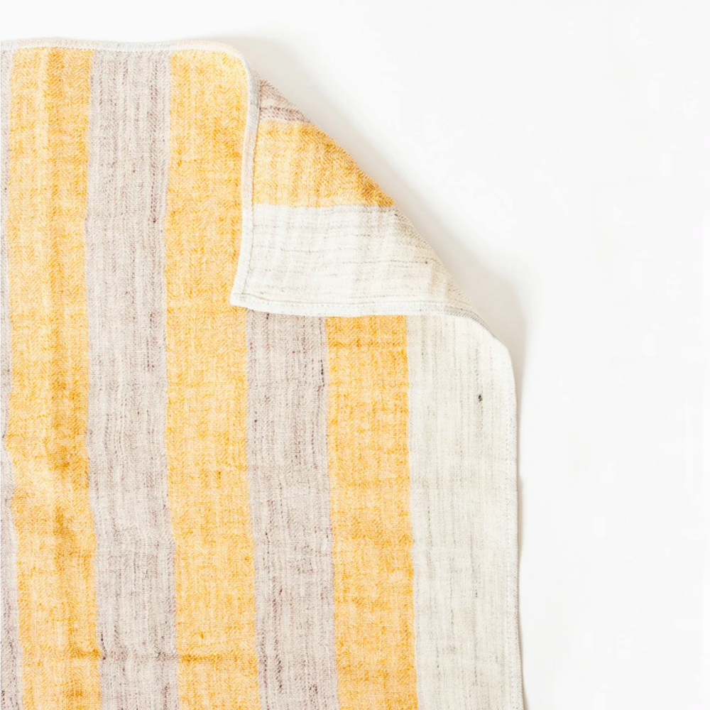 Kontex Linen 50 Striped Kitchen Towel - Yellow/Beige
