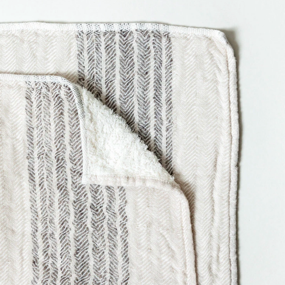 Flax Hand Towel - Grey Stripes