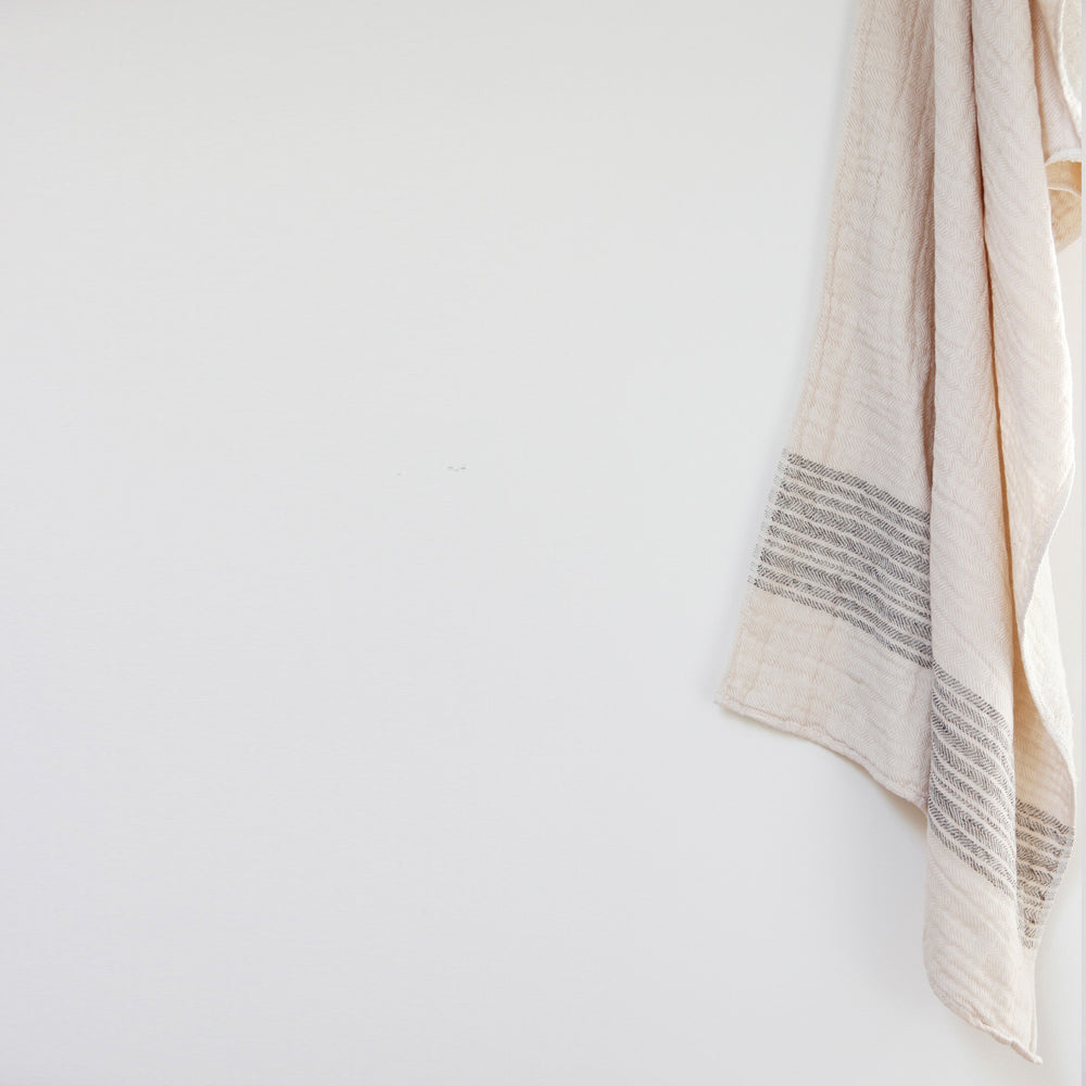 Flax Hand Towel - Grey Stripes