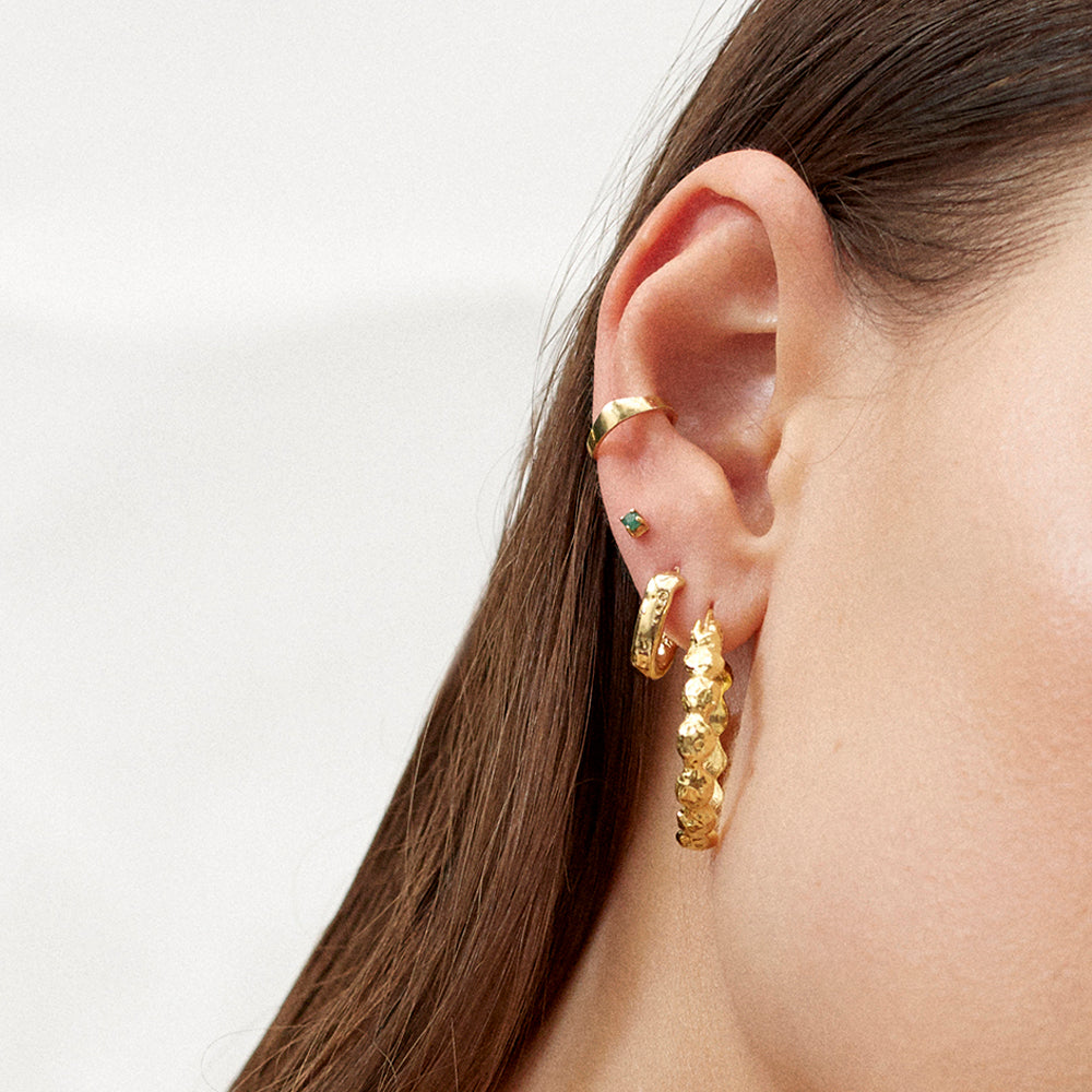 Everyday Emerald Gem Stud Earring- Gold