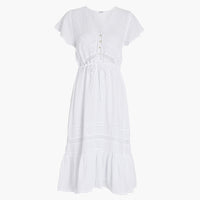 RAILS Kiki Linen-Blend Midi Dress - White Lace Detail