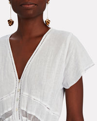 RAILS Kiki Linen-Blend Midi Dress - White Lace Detail