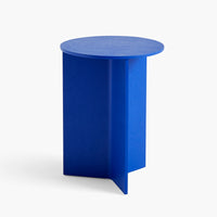 The stylish Slit Table from HAY is a geometric wooden side table inspired by paper origami techniques. The slim frame appears folded beneath the tabletop, creating a simple yet sculptural form that is reminiscent of traditional Japanese paper art. The beautiful cobalt blue color will add a chic touch of color to your living space