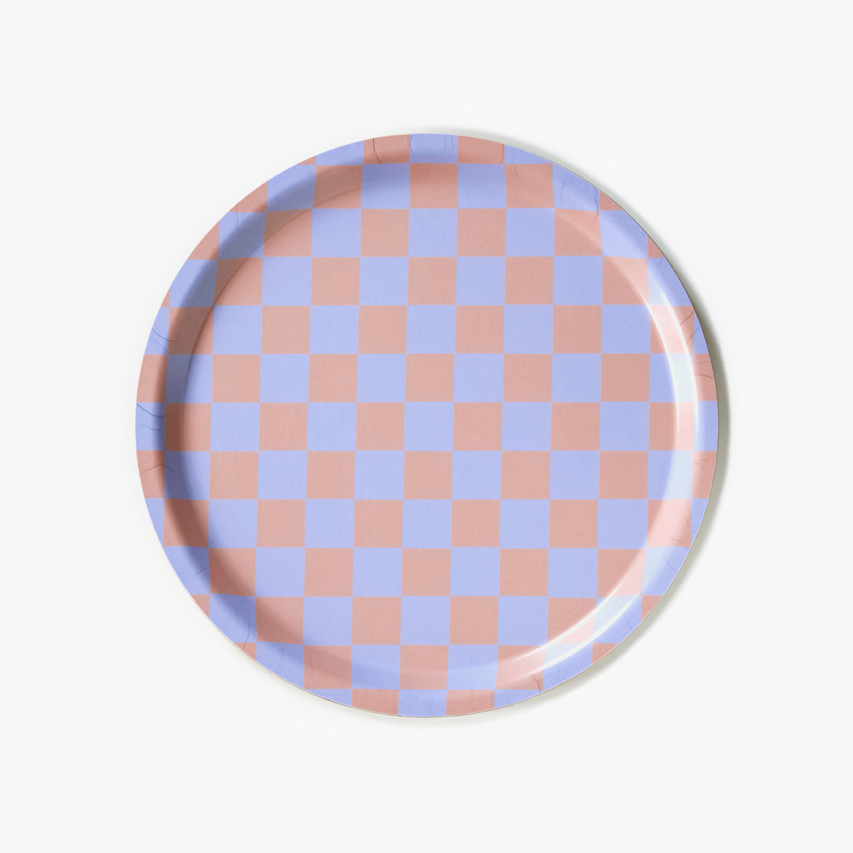 BLU KAT CHECKER Lilac/Peach Round Serving Tray - 31 cm