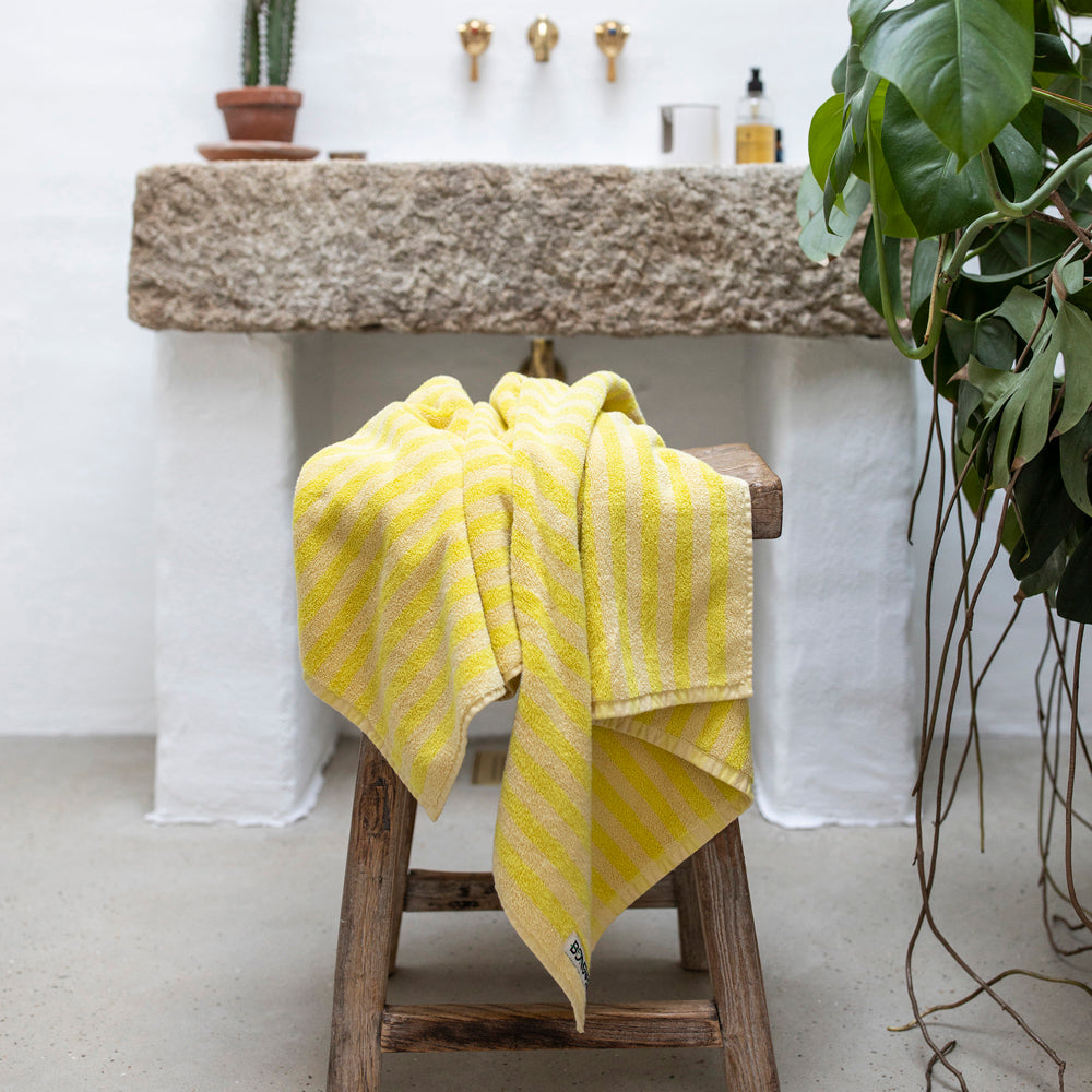 Bongusta Naram Striped Guest Towel - Bright Yellow