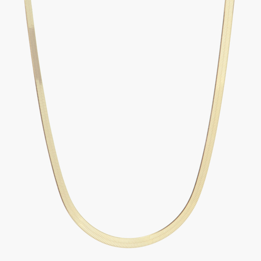Flat snake necklace in 4K gold plated 925 sterling silver from BY1OAK
